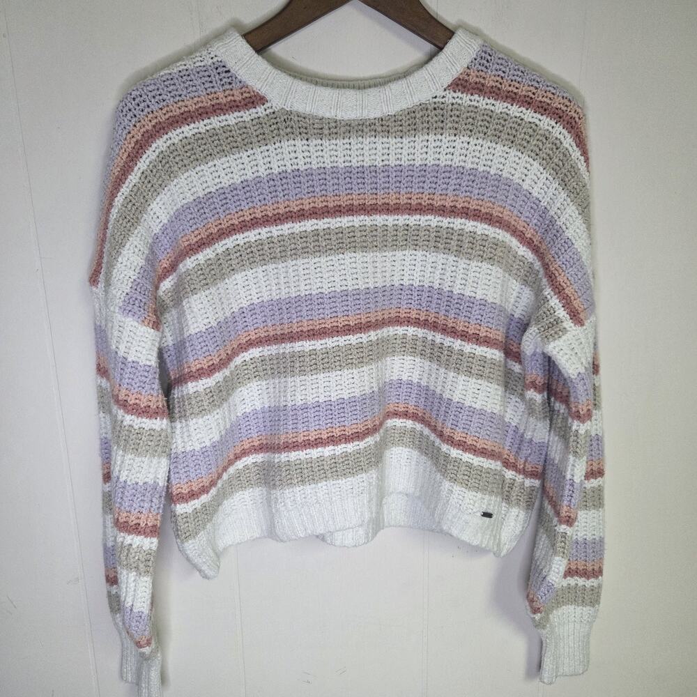 Hollister Pastel Striped Crewneck Knit Sweater Size Medium